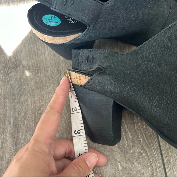 Eileen Fisher Black Pebbled Leather Open Toe Slingback Ankle Bootie - Picture 14 of 14